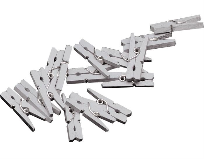 Feestbazaar Miniknijpers Hout Zilver - 20 Stuks