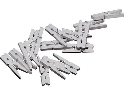 Feestbazaar Miniknijpers Hout Zilver - 20 Stuks