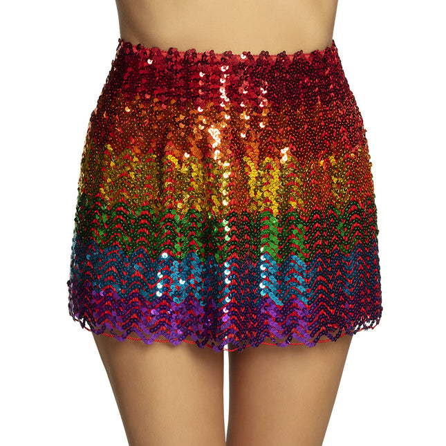 Feestbazaar Minirokje Sequins Regenboog