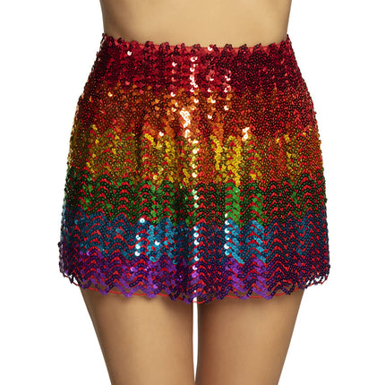 Feestbazaar Minirokje Sequins Regenboog