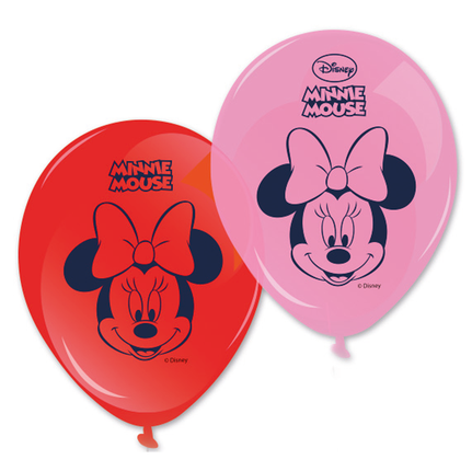 Feestbazaar Minnie Mouse Ballonnen Roze/Rood (8st)