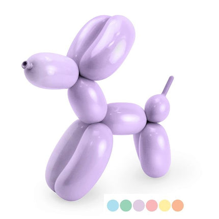 Feestbazaar Modelleer ballonnen 130cm Pastel mix met pomp (30st)