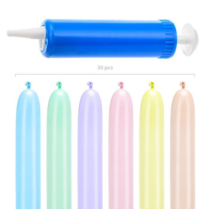Feestbazaar Modelleer ballonnen 130cm Pastel mix met pomp (30st)