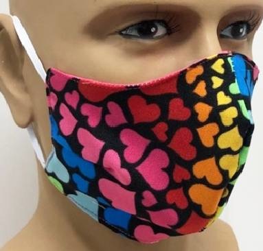 Feestbazaar Mondkapje Hartjes Multikleur/Roze Herbruikbaar