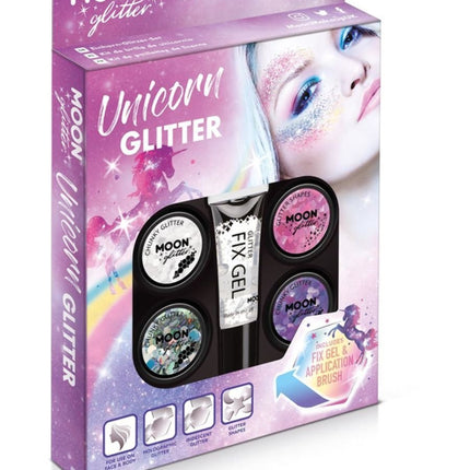 Feestbazaar Moon Unicorn Glitter Set - 6 Delig
