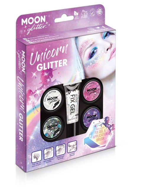 Feestbazaar Moon Unicorn Glitter Set - 6 Delig