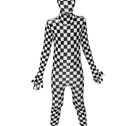Feestbazaar Morphsuit Geblokt Zwart/Wit Kind