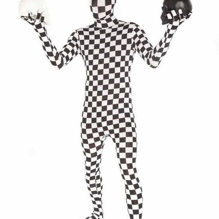 Feestbazaar Morphsuit Volwassenen Geblokt Zwart/Wit