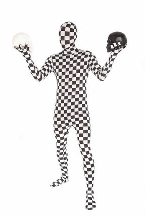 Feestbazaar Morphsuit Volwassenen Geblokt Zwart/Wit
