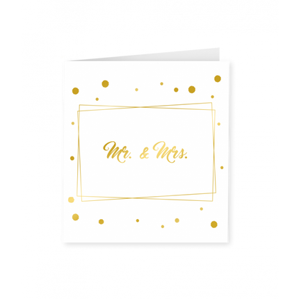 Feestbazaar Mr & Mrs Wenskaart Goud/Wit