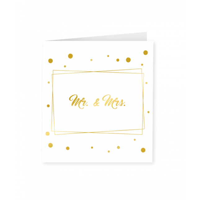 Feestbazaar Mr & Mrs Wenskaart Goud/Wit
