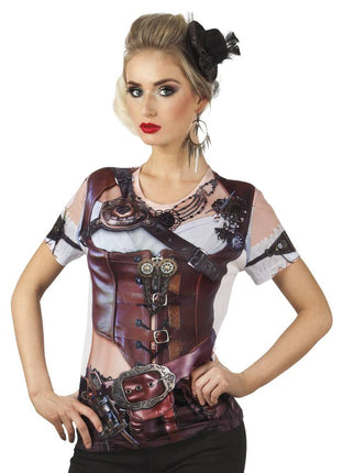 Feestbazaar Mrs Steampunk fotorealistisch t-shirt