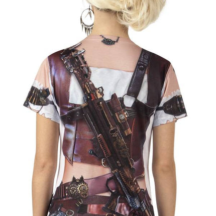 Feestbazaar Mrs Steampunk fotorealistisch t-shirt