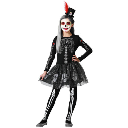 Feestbazaar Muertos Halloween Jurkje Schedels Kind
