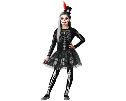 Feestbazaar Muertos Halloween Jurkje Schedels Kind