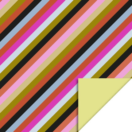 Feestbazaar Multi Stripes & Yellow Inpakpapier (70x300cm)