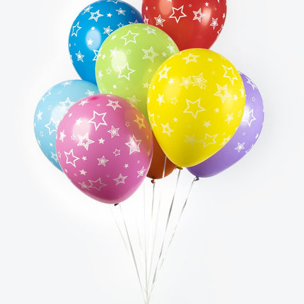 Feestbazaar Multikleur Ballonnen Met Witte Sterren (8st)