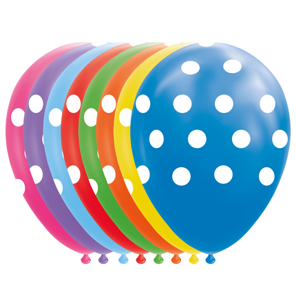 Feestbazaar Multikleur Ballonnen Met Witte Stippen (8st)