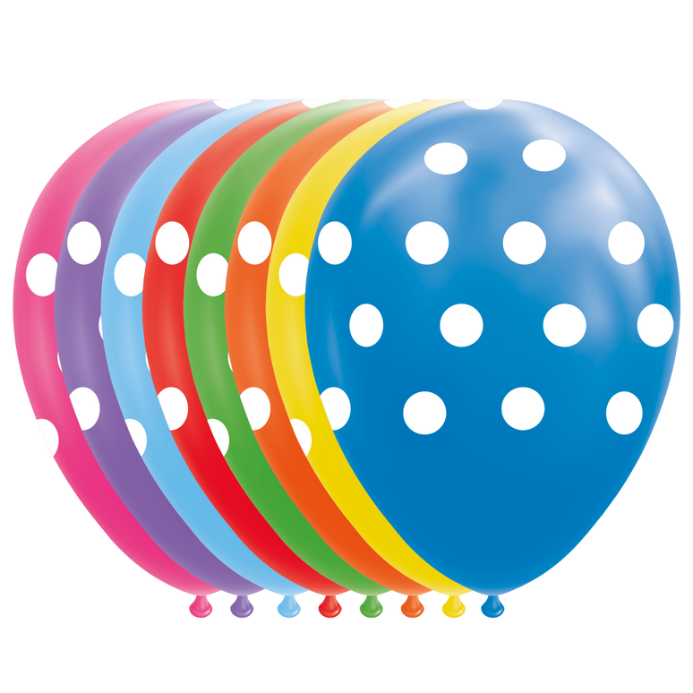 Feestbazaar Multikleur Ballonnen Met Witte Stippen (8st)