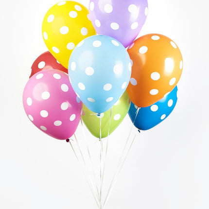 Feestbazaar Multikleur Ballonnen Met Witte Stippen (8st)