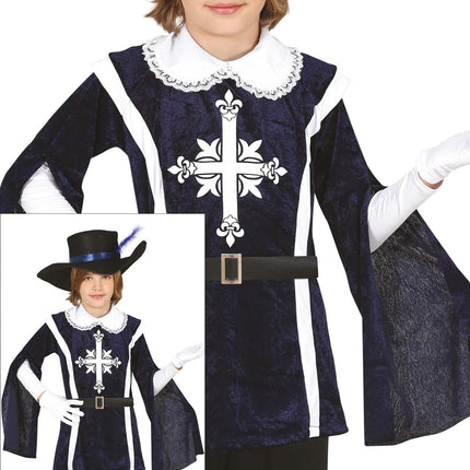 Feestbazaar Musketier Kostuum Kind Blauw Michiel
