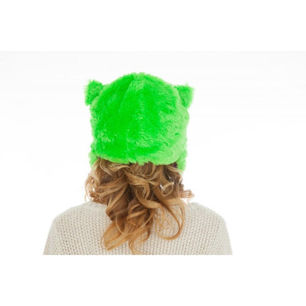 Feestbazaar Muts Fluffy Kat Fluor Groen