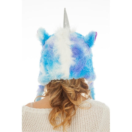 Feestbazaar Muts Fluffy Unicorn Blauw