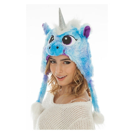 Feestbazaar Muts Fluffy Unicorn Blauw