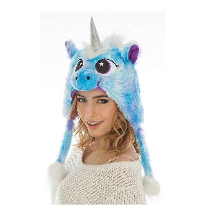 Feestbazaar Muts Fluffy Unicorn Blauw