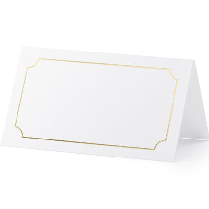 Feestbazaar Naamkaartjes Huwelijk Goud/Wit (9.5x5.5cm)