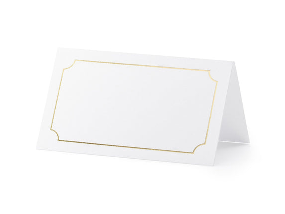 Feestbazaar Naamkaartjes Huwelijk Goud/Wit (9.5x5.5cm)
