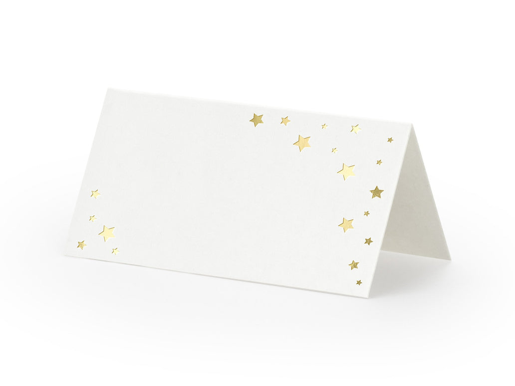 Feestbazaar Naamkaartjes Sterren Wit/Goud (10st)