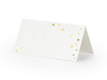 Feestbazaar Naamkaartjes Sterren Wit/Goud (10st)