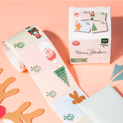 Feestbazaar Naamstickers Kerst Holly Jolly (50st)