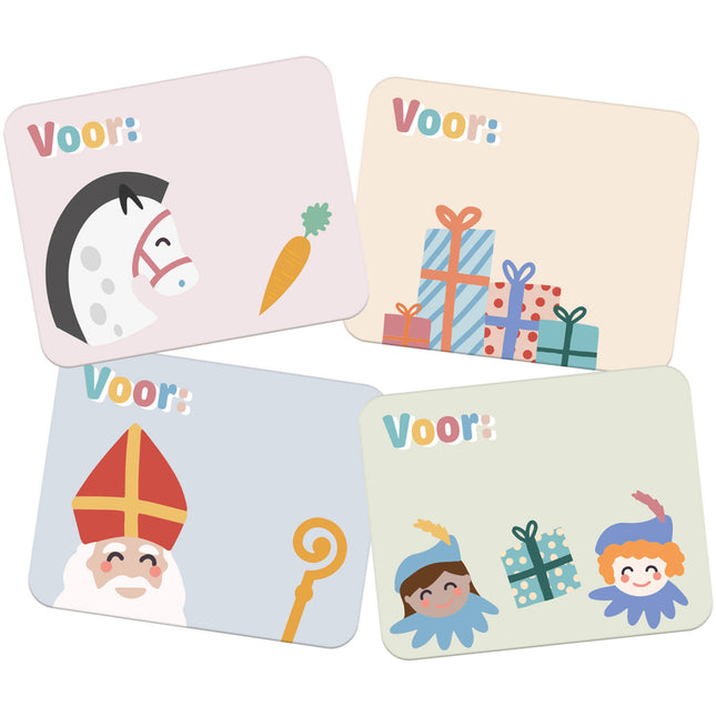 Feestbazaar Naamstickers Sint & Piet Cartoon (50st)