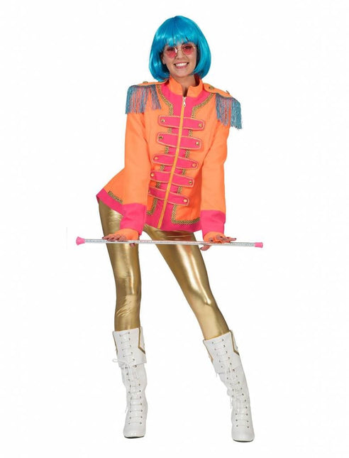 Feestbazaar Neon Beatles jas dames oranje
