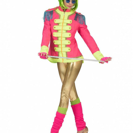 Feestbazaar Neon Beatles jas dames roze