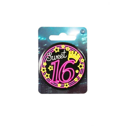 Feestbazaar Neon Button Sweet 16 (5,5cm)