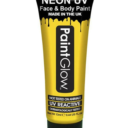 Feestbazaar Neon Face & Body paint geel UV G.I.D 10ml