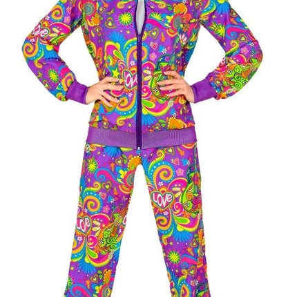 Feestbazaar Neon Flower Power Trainingspak Paars