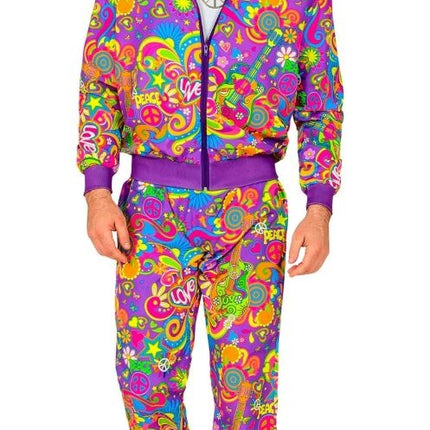 Feestbazaar Neon Flower Power Trainingspak Paars