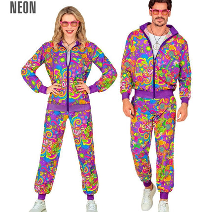 Feestbazaar Neon Flower Power Trainingspak Paars