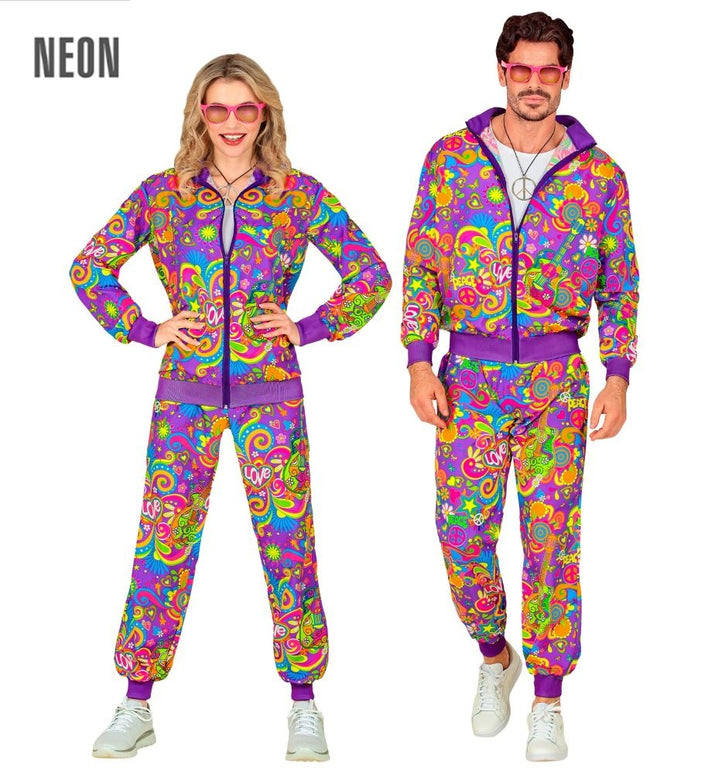 Feestbazaar Neon Flower Power Trainingspak Paars