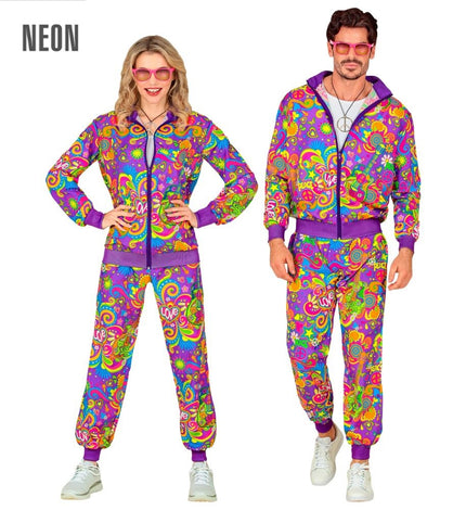 Feestbazaar Neon Flower Power Trainingspak Paars