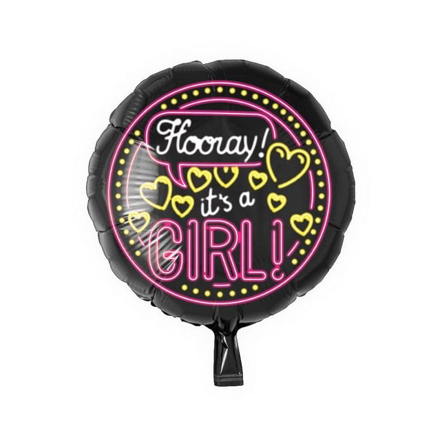 Feestbazaar Neon Folieballon It's a girl - 46cm