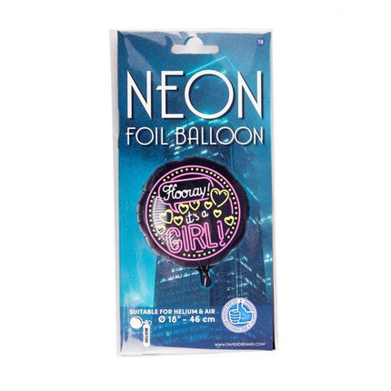 Feestbazaar Neon Folieballon It's a girl - 46cm