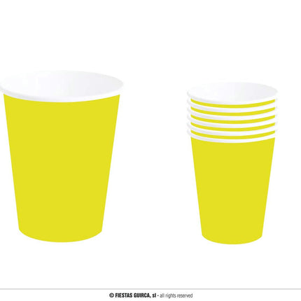 Feestbazaar Neon Gele Bekers 240ml (6st)