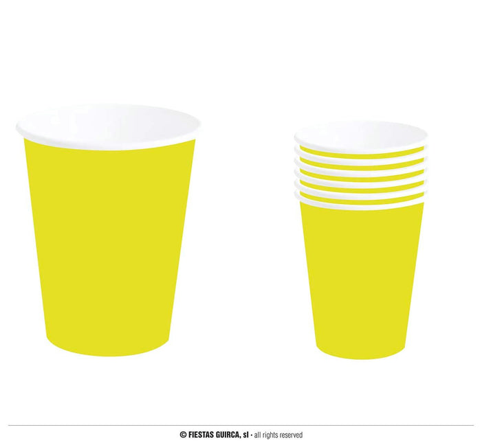 Feestbazaar Neon Gele Bekers 240ml (6st)