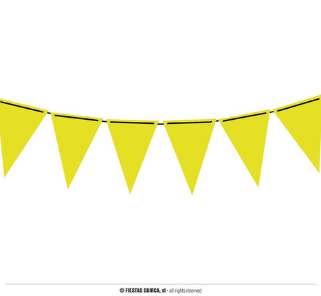 Feestbazaar Neon gele vlaggenlijn (3m)
