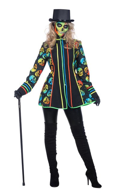 Feestbazaar Neon Jas Schedel Halloween Vrouw